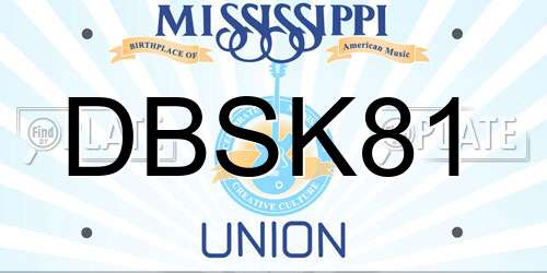 DBSK81 Mississippi License Plate