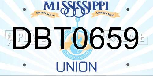 DBT0659 Mississippi License Plate