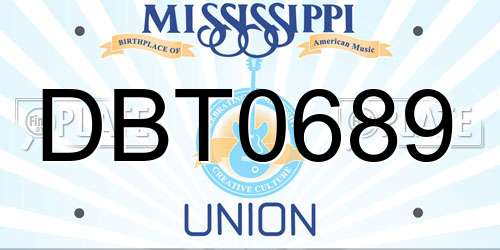 DBT0689 Mississippi License Plate