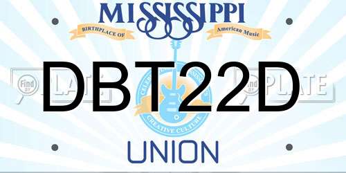 DBT22D Mississippi License Plate