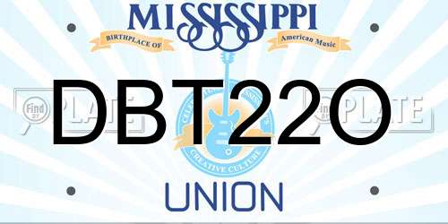 DBT22O Mississippi License Plate