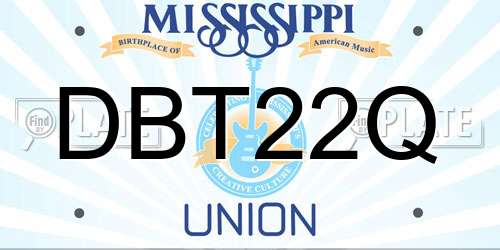 DBT22Q Mississippi License Plate