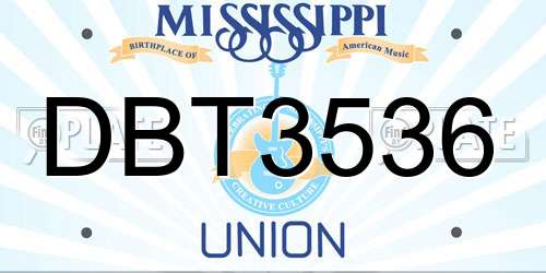 DBT3536 Mississippi License Plate