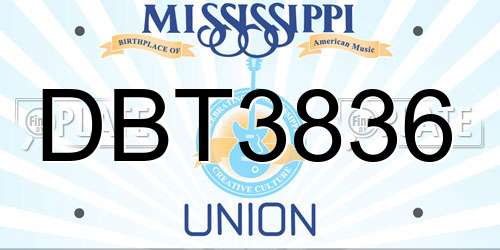 DBT3836 Mississippi License Plate