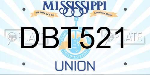 DBT521 Mississippi License Plate