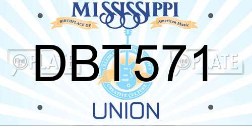 DBT571 Mississippi License Plate
