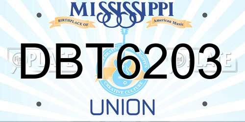 DBT6203 Mississippi License Plate