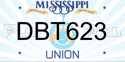 DBT623 Mississippi License Plate