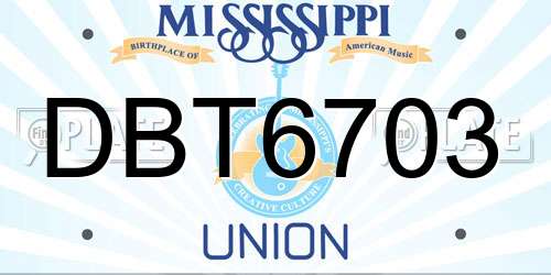 DBT6703 Mississippi License Plate