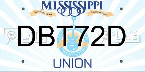 DBT72D Mississippi License Plate
