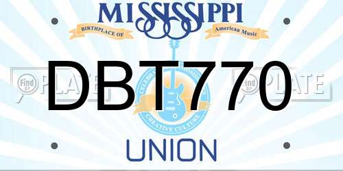 DBT770 Mississippi License Plate