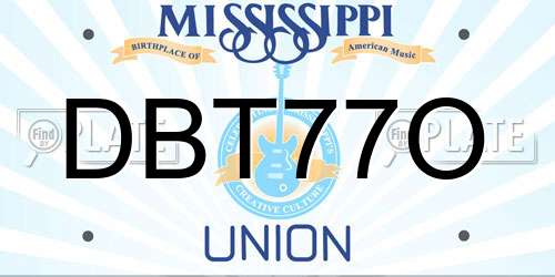 DBT77O Mississippi License Plate