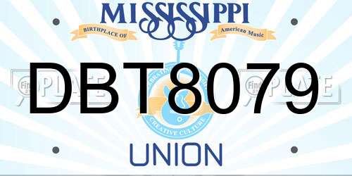 DBT8079 Mississippi License Plate