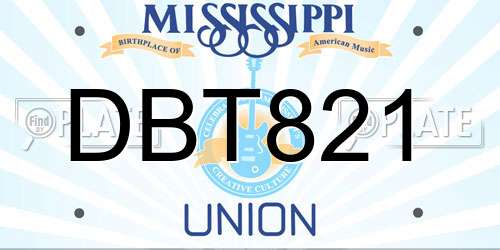 DBT821 Mississippi License Plate