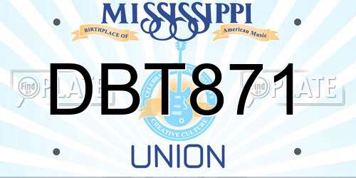 DBT871 Mississippi License Plate