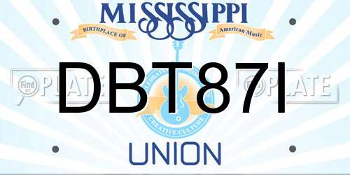 DBT87I Mississippi License Plate