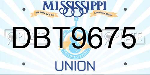 DBT9675 Mississippi License Plate