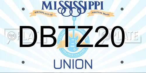 DBTZ20 Mississippi License Plate