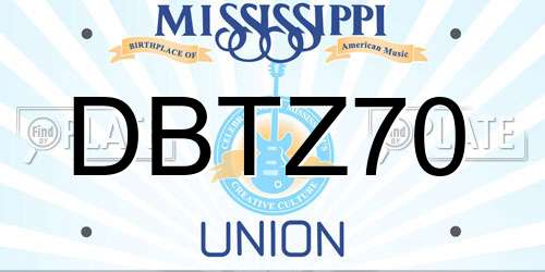DBTZ70 Mississippi License Plate