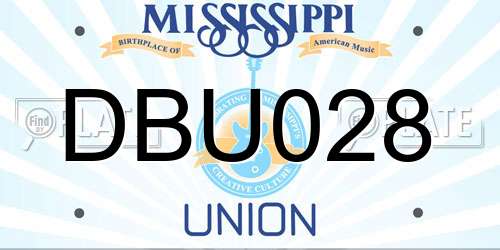 DBU028 Mississippi License Plate
