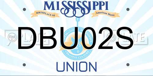 DBU02S Mississippi License Plate