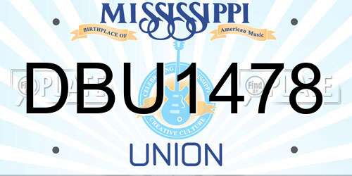 DBU1478 Mississippi License Plate
