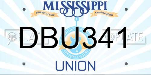 DBU341 Mississippi License Plate