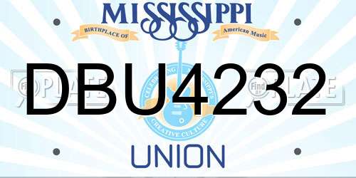 DBU4232 Mississippi License Plate