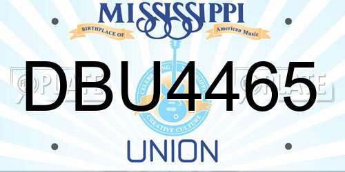 DBU4465 Mississippi License Plate