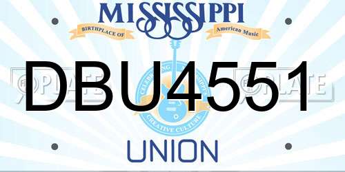 DBU4551 Mississippi License Plate