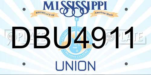 DBU4911 Mississippi License Plate