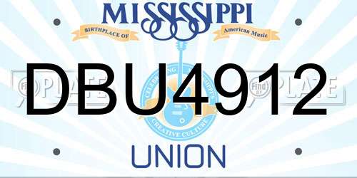 DBU4912 Mississippi License Plate