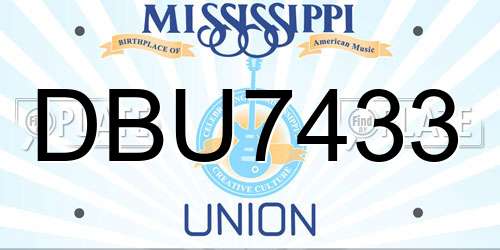 DBU7433 Mississippi License Plate