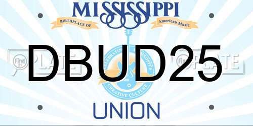 DBUD25 Mississippi License Plate