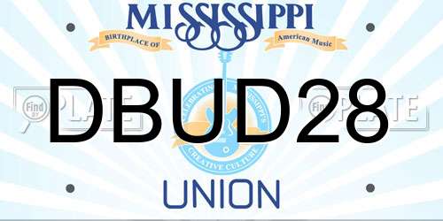 DBUD28 Mississippi License Plate
