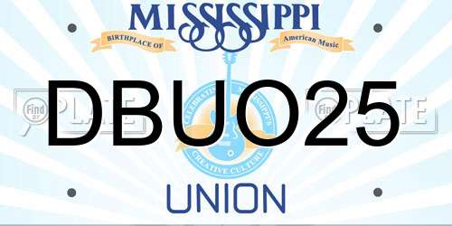 DBUO25 Mississippi License Plate