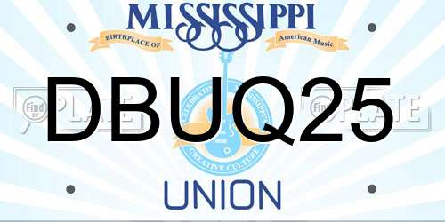 DBUQ25 Mississippi License Plate
