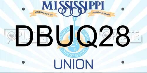 DBUQ28 Mississippi License Plate