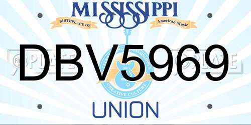 DBV5969 Mississippi License Plate