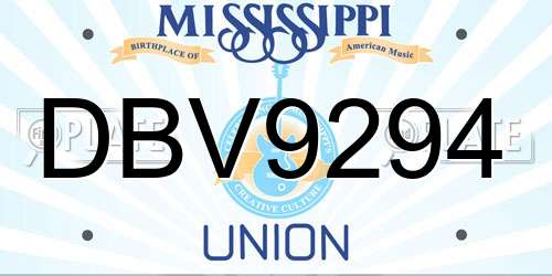 DBV9294 Mississippi License Plate