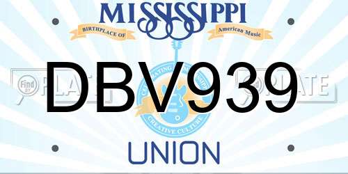 DBV939 Mississippi License Plate