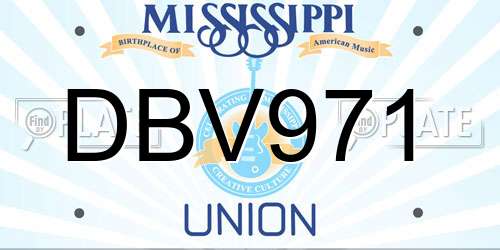 DBV971 Mississippi License Plate