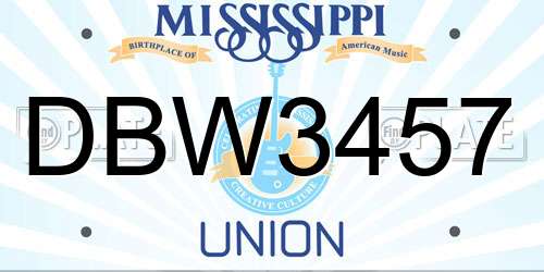 DBW3457 Mississippi License Plate