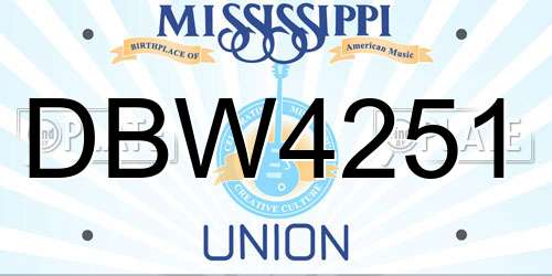 DBW4251 Mississippi License Plate
