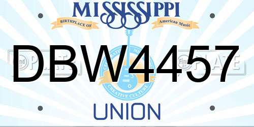 DBW4457 Mississippi License Plate