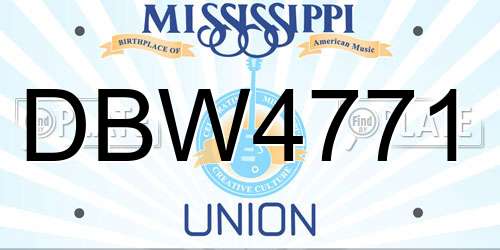 DBW4771 Mississippi License Plate