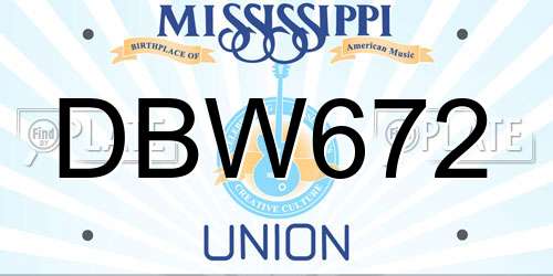 DBW672 Mississippi License Plate