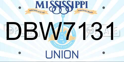 DBW7131 Mississippi License Plate