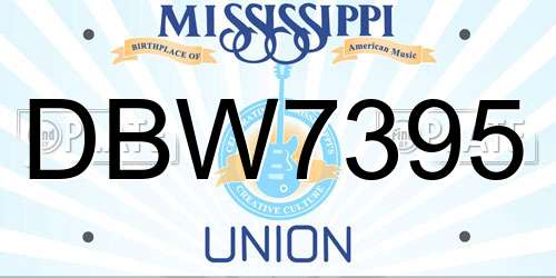 DBW7395 Mississippi License Plate