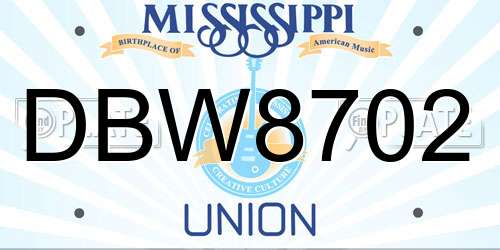DBW8702 Mississippi License Plate